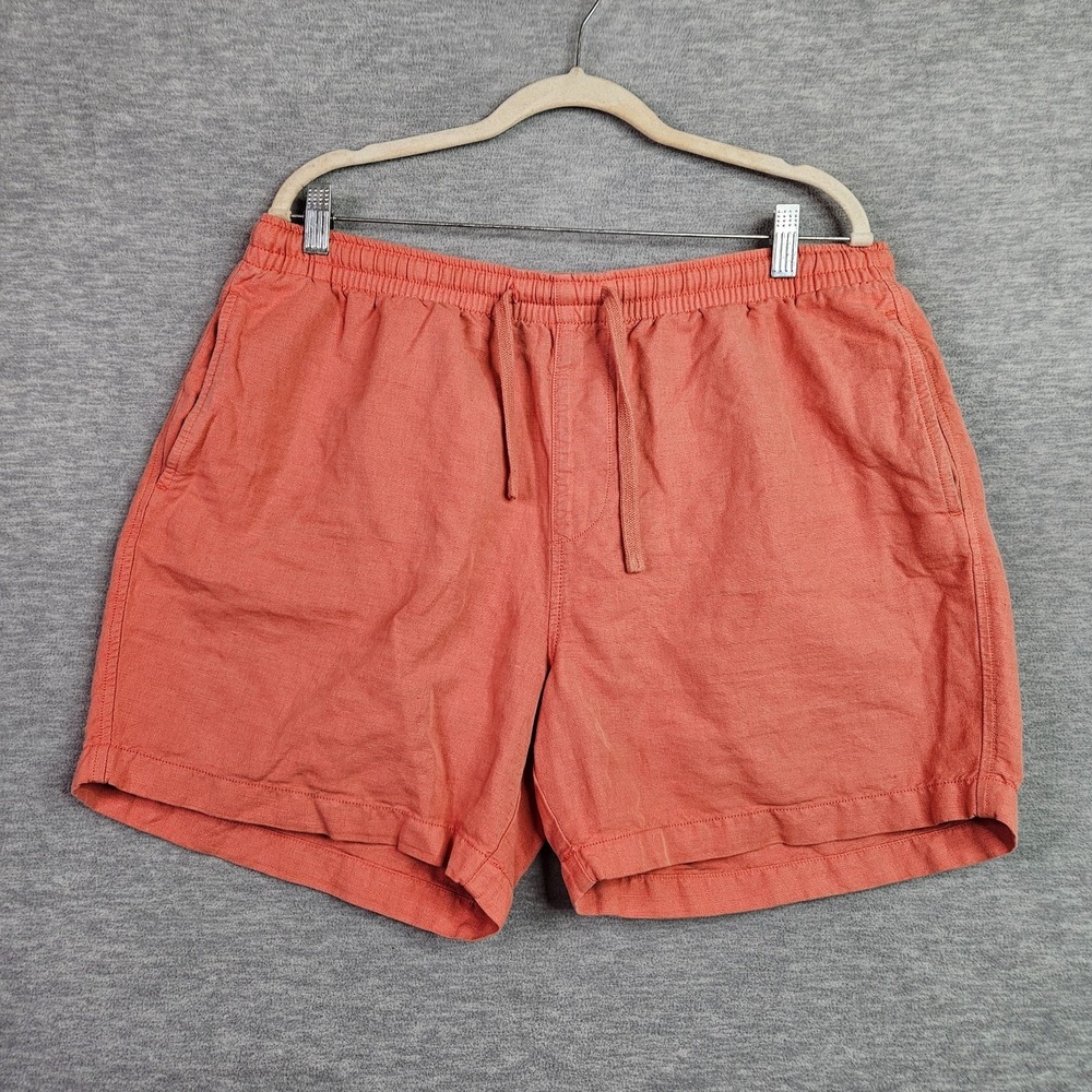 Bearbottom Men Linen Cotton Shorts XL Coral Drawstring Casual